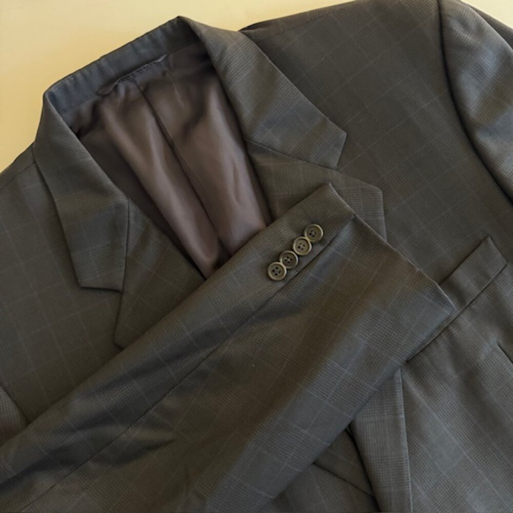 Hickey Freeman Loro Piana Tasmanian Super 120s Men's 44R Charcoal Gray Blazer